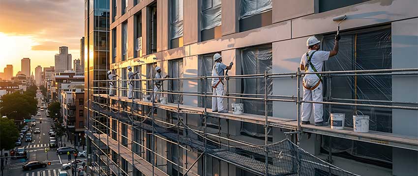 Southern Improvement crew working on the Commercial exterior painting