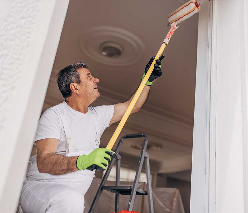 residential painting company's crew    applying final coating 
  